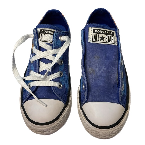 Chuck Taylor All Star Dino's Beach Party Lo Top Junior Sz 12 Blue gold Dinosaur - Picture 13 of 15